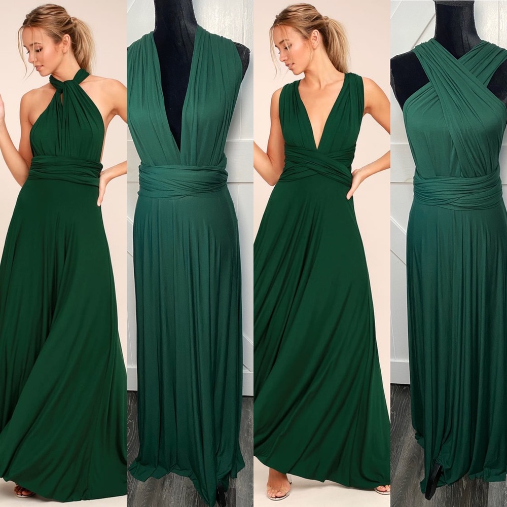 Lulus Tricks of the Trade Forest Green Maxi Dress Various Sizes NWOT